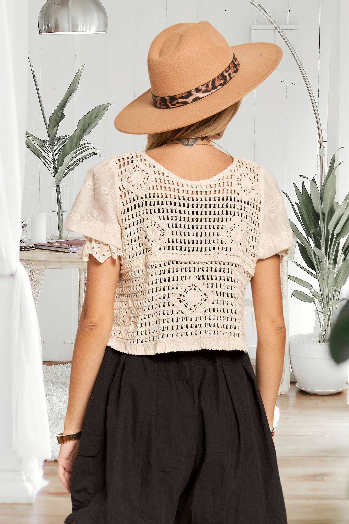 Sleeved Crochet Blouse