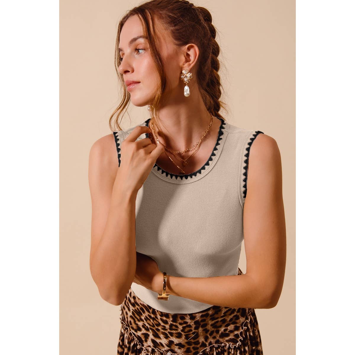 Embroidered Rib Tank