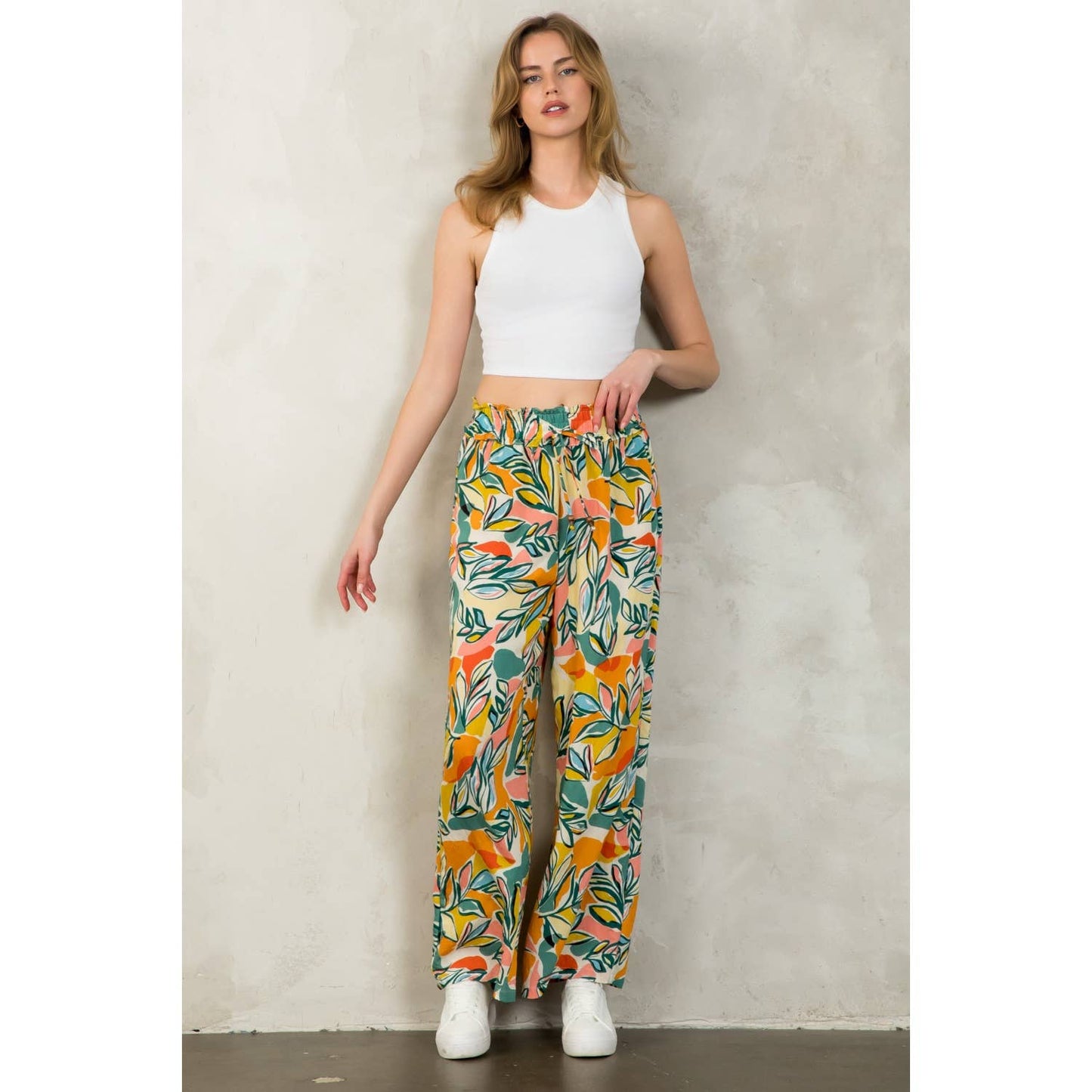 Leaf Print Pants