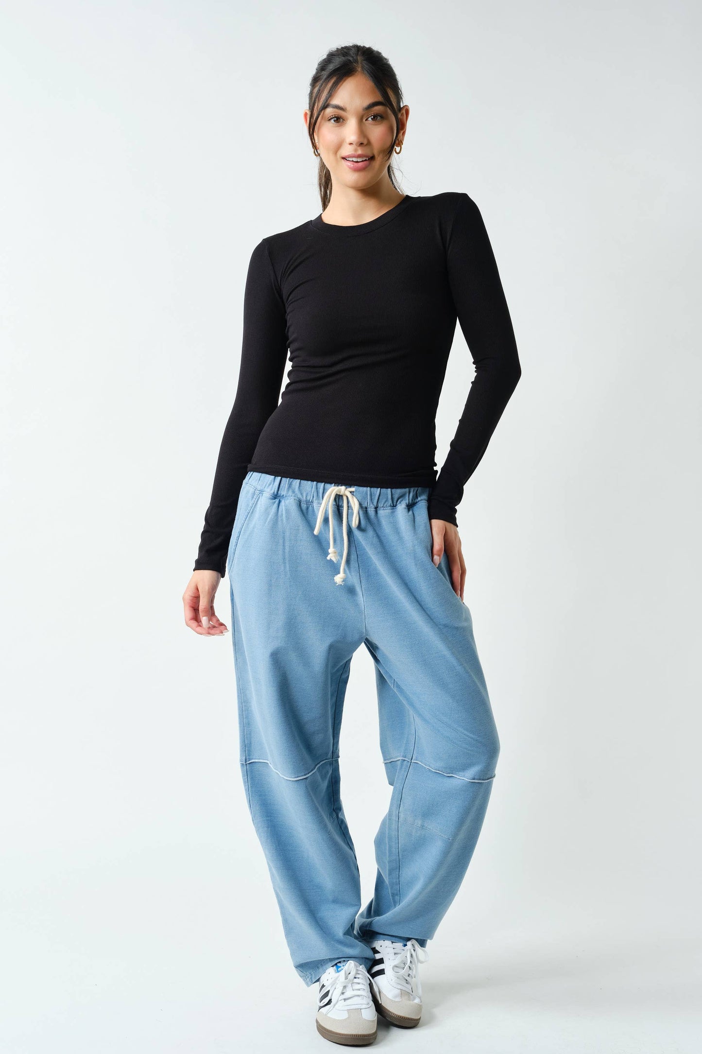 Essential Long-Sleeved Micro-Ribbed Athleisure Top