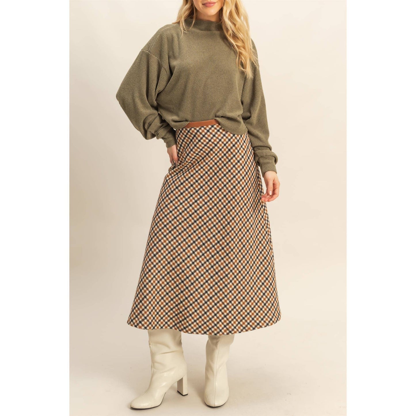 Checkered Midi Skirt
