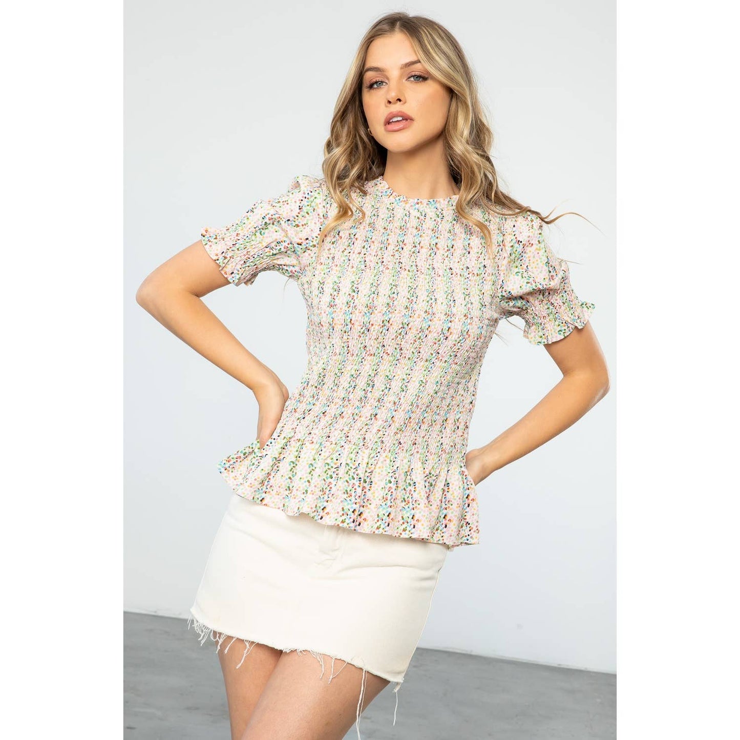 Smocked Dotted Top