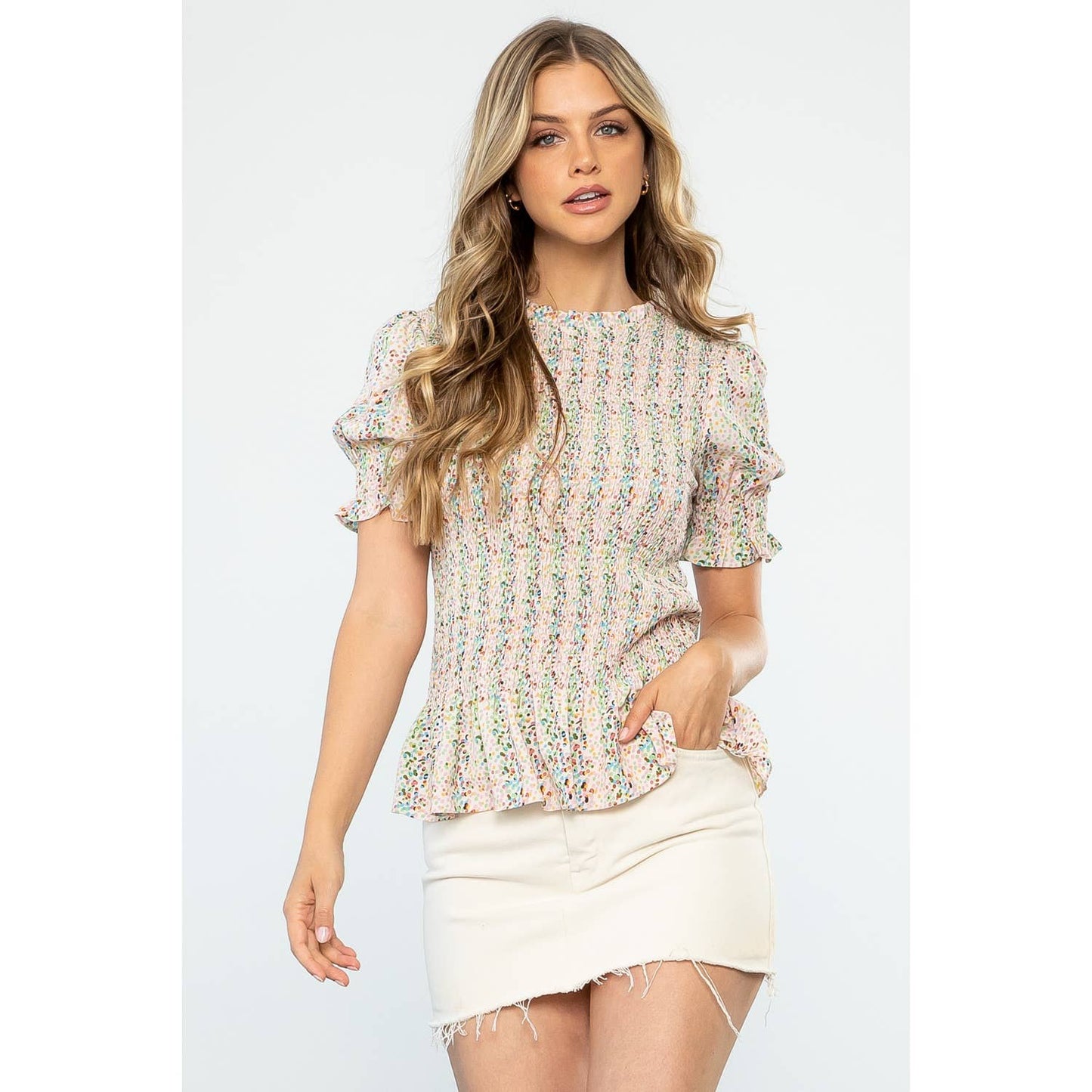 Smocked Dotted Top
