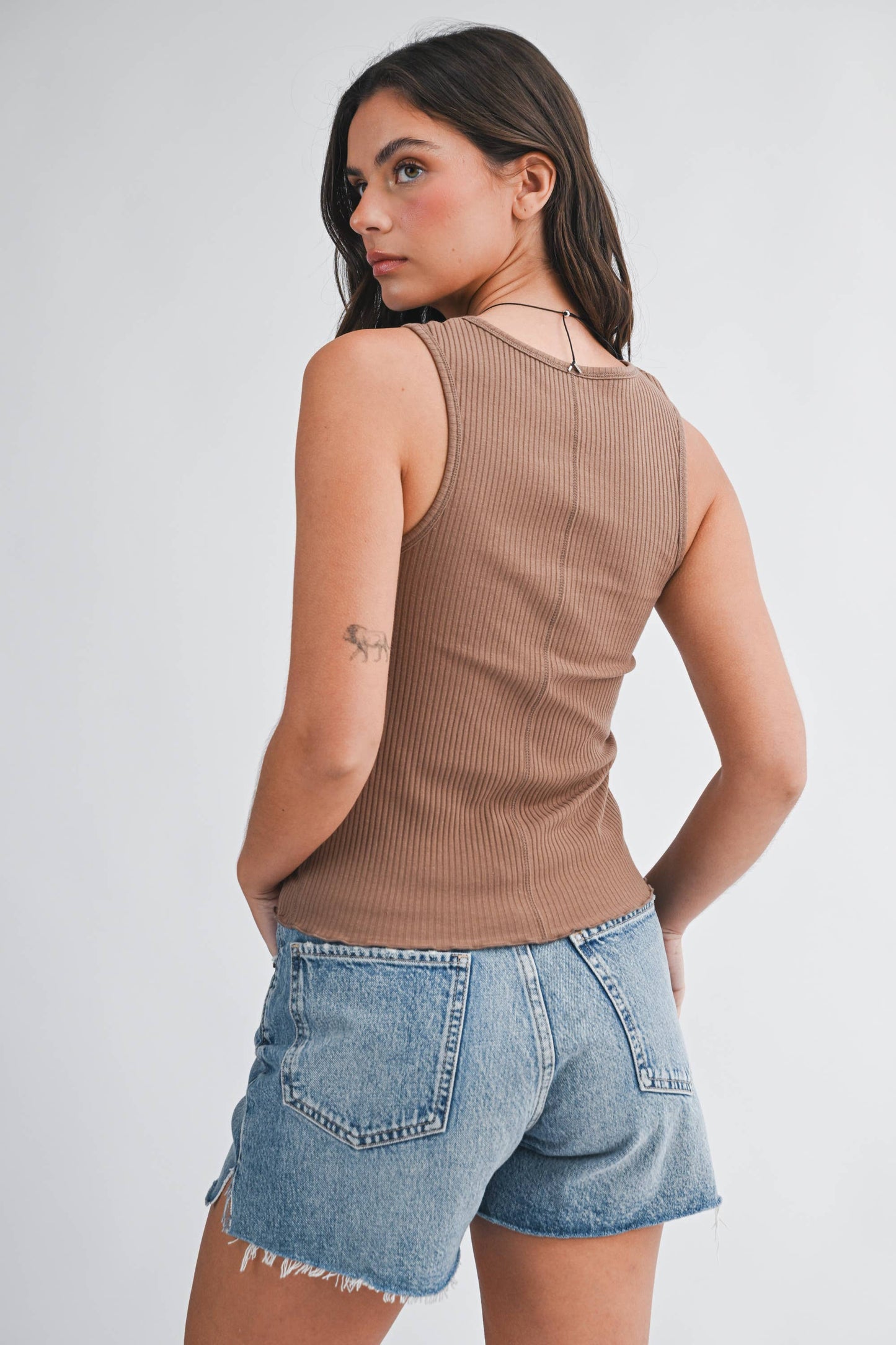 Ribbed Scoop Neck Tank Top