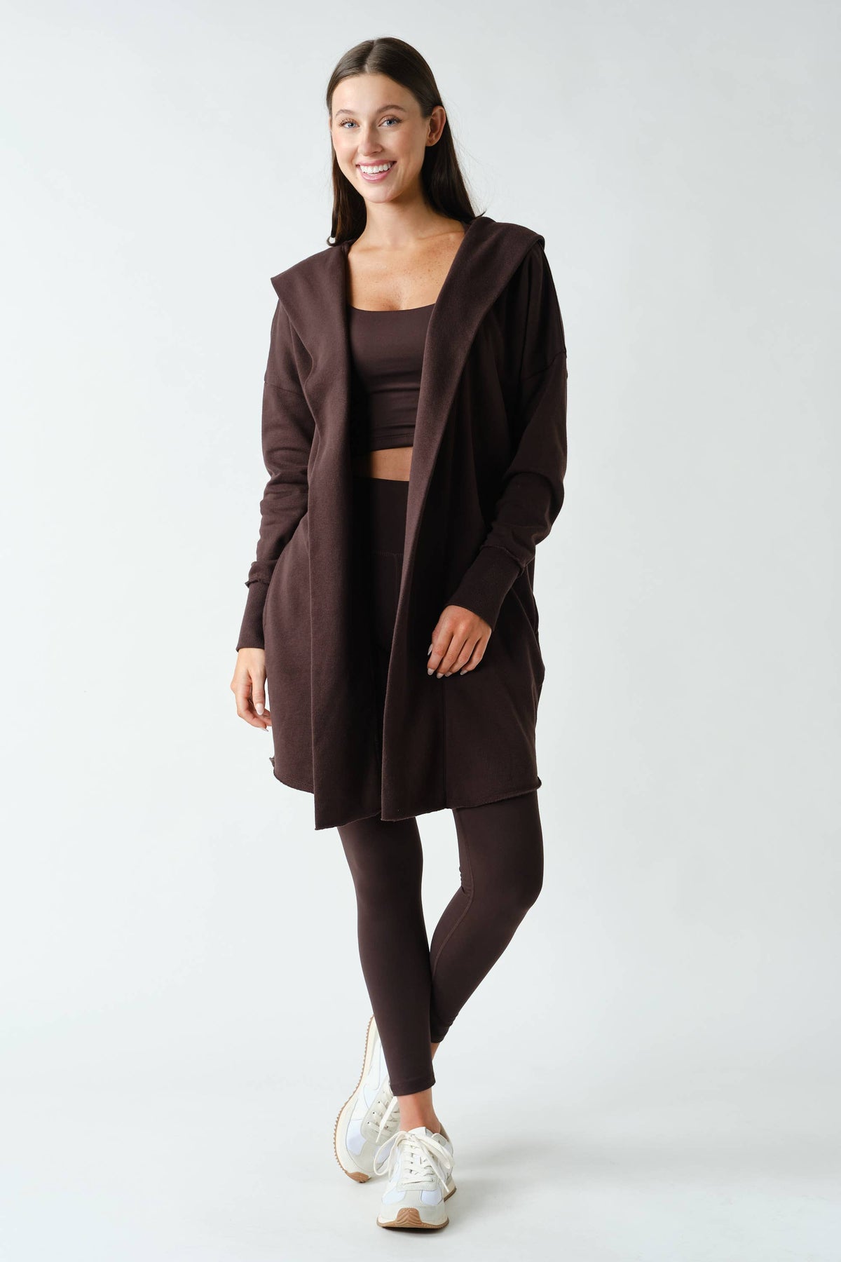 Open Front Longline Hoodie Cardigan