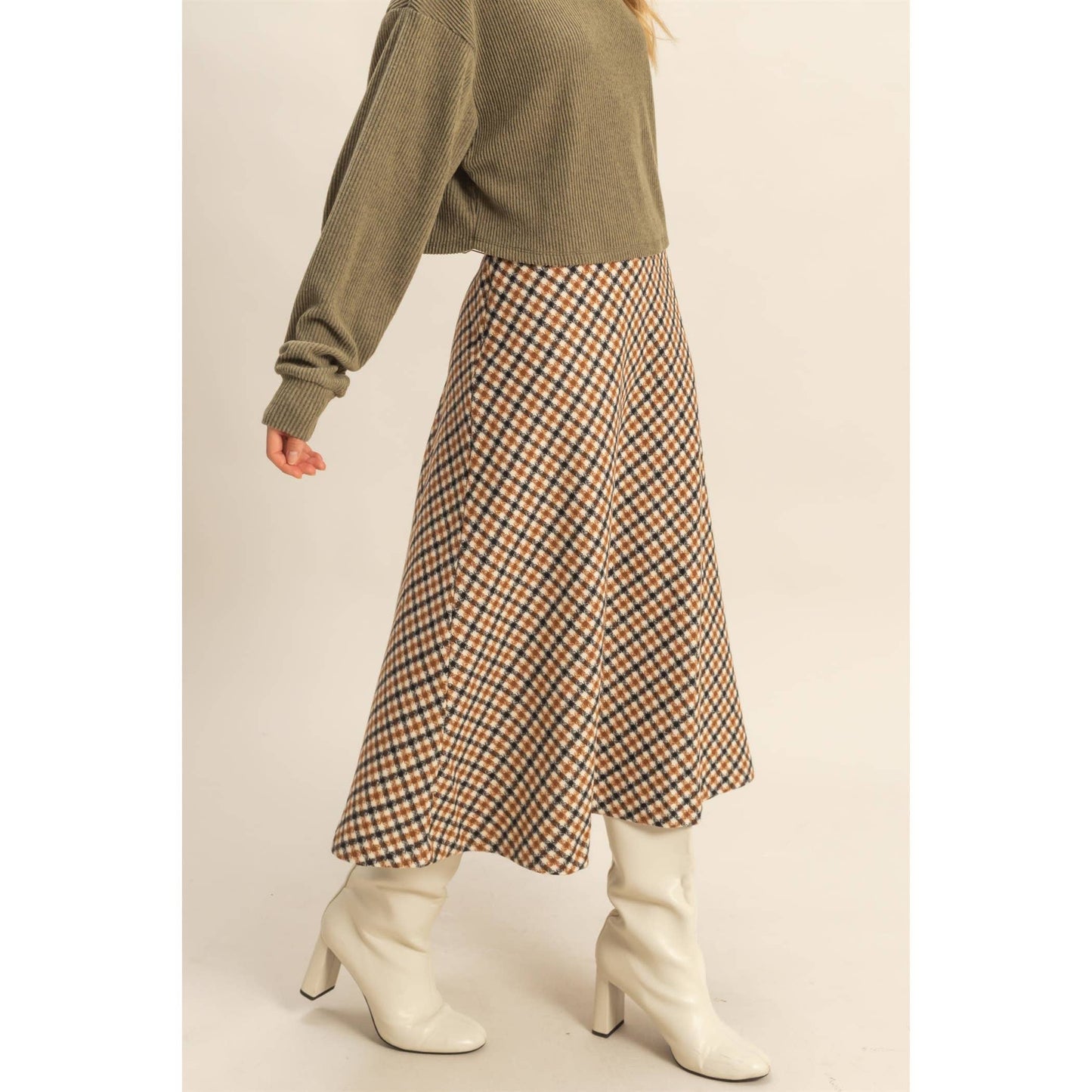 Checkered Midi Skirt