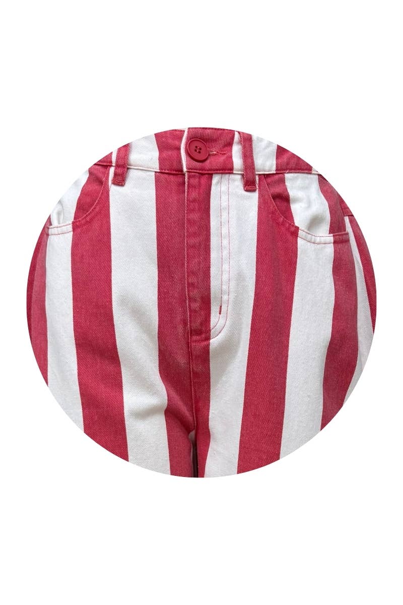 Candy Stripe Wide-Leg Barrel Pants