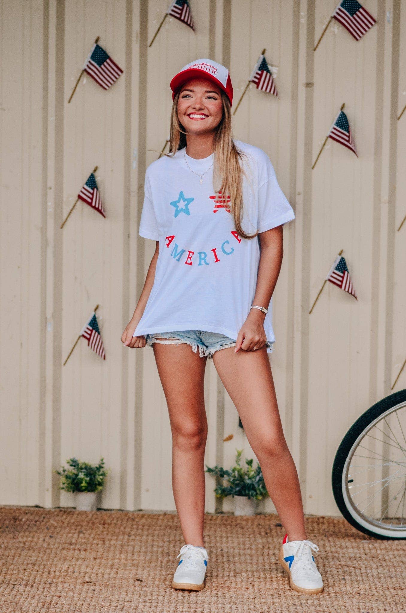 America Smiley High Low Tee