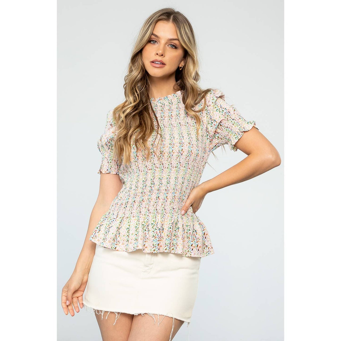 Smocked Dotted Top