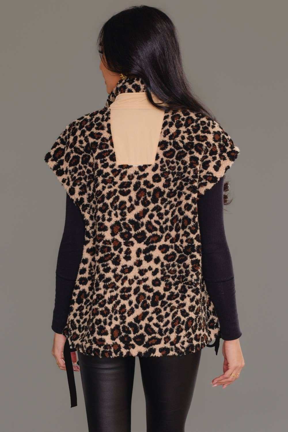 Tan & Brown Leopard Fleece Vest