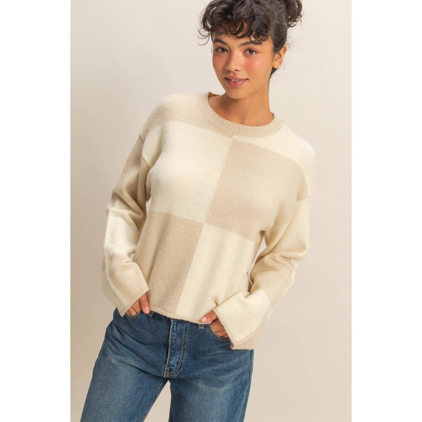 Oversized Checkered Sweater