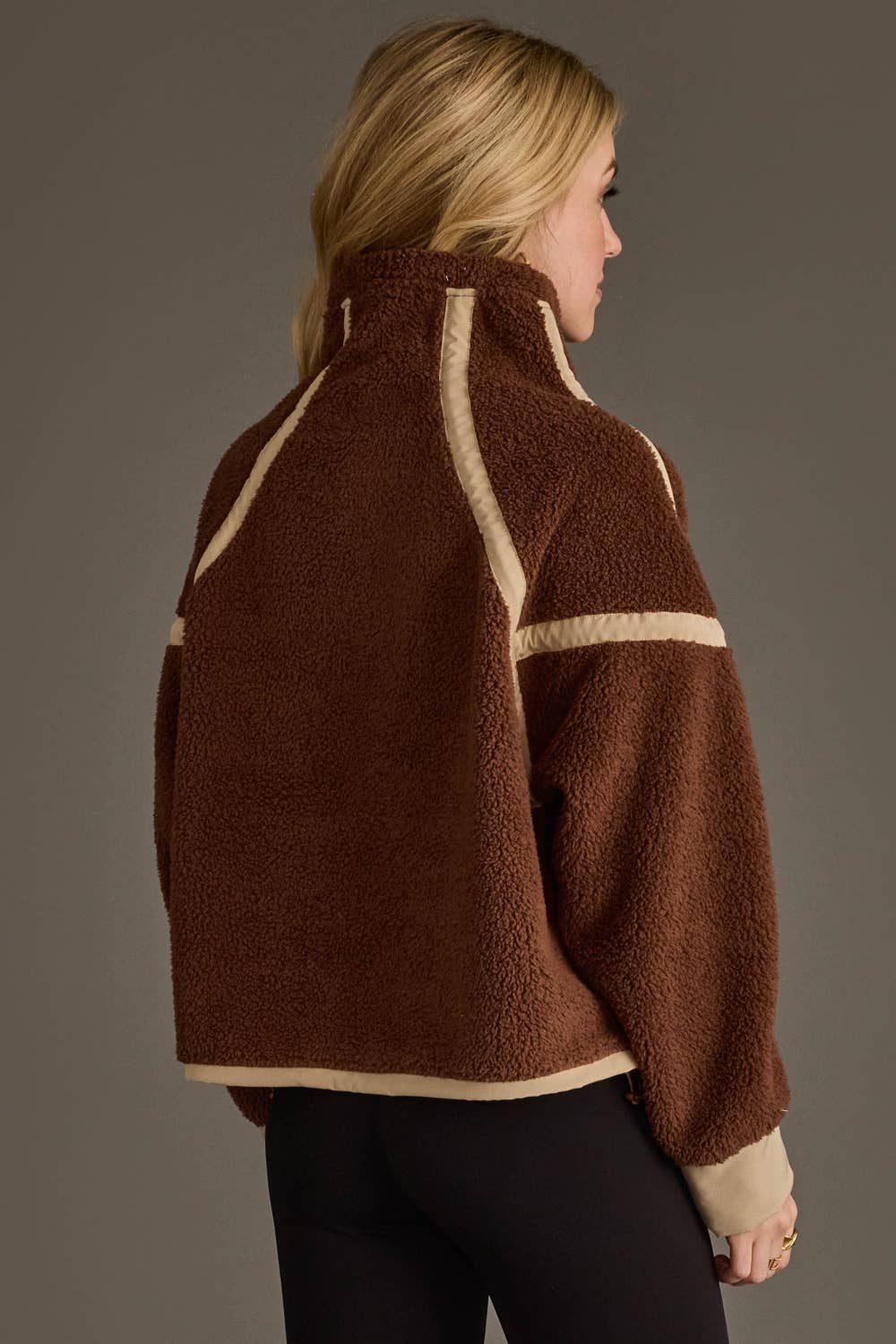 Brown & Tan Half Zip Sherpa