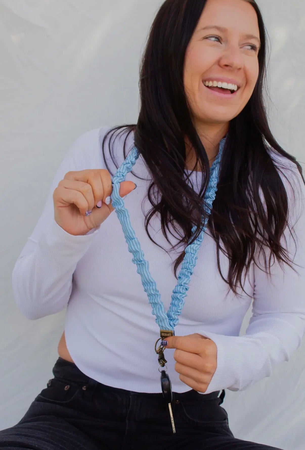 Blue Striped Lanyard