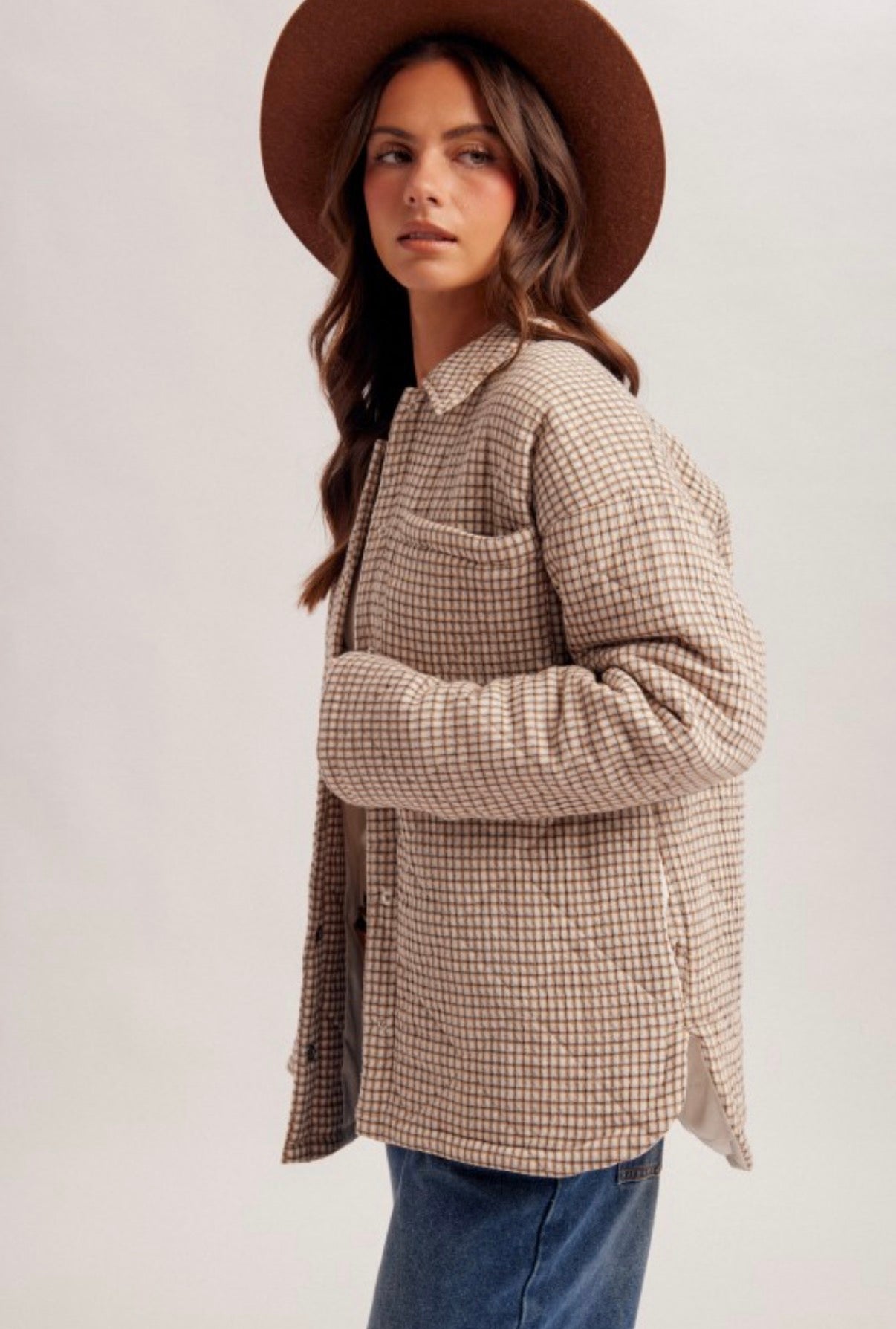 Checker Puffer Coat