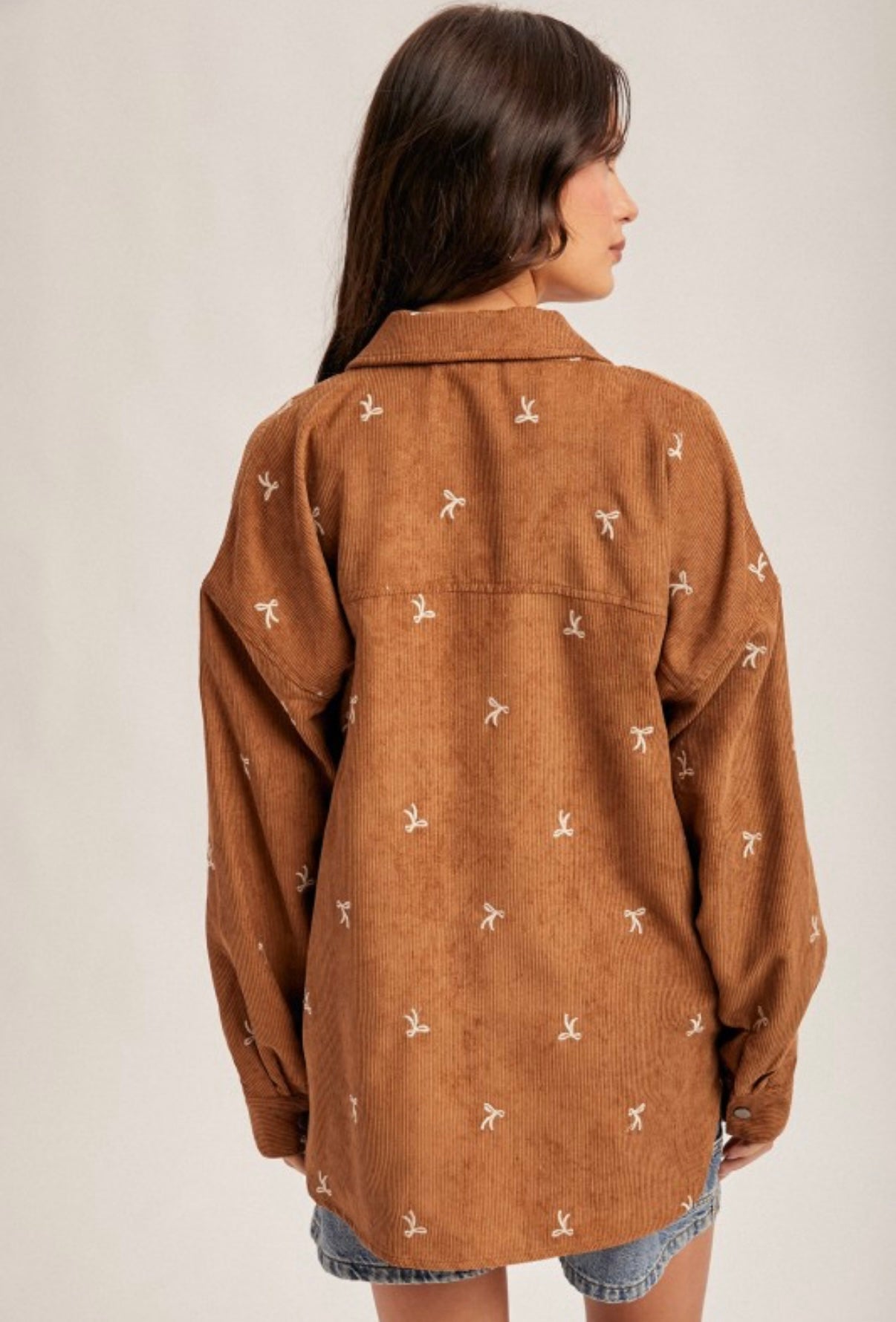 Bow Button Down Brown