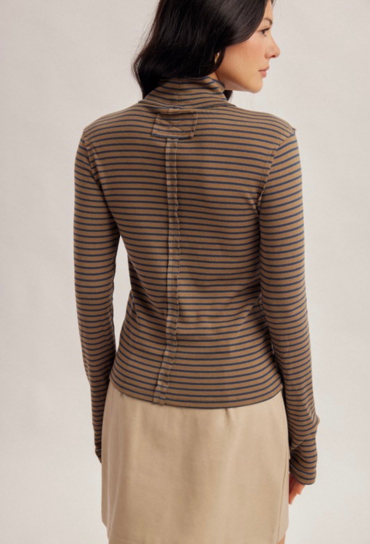 Stripe Turtleneck Olive