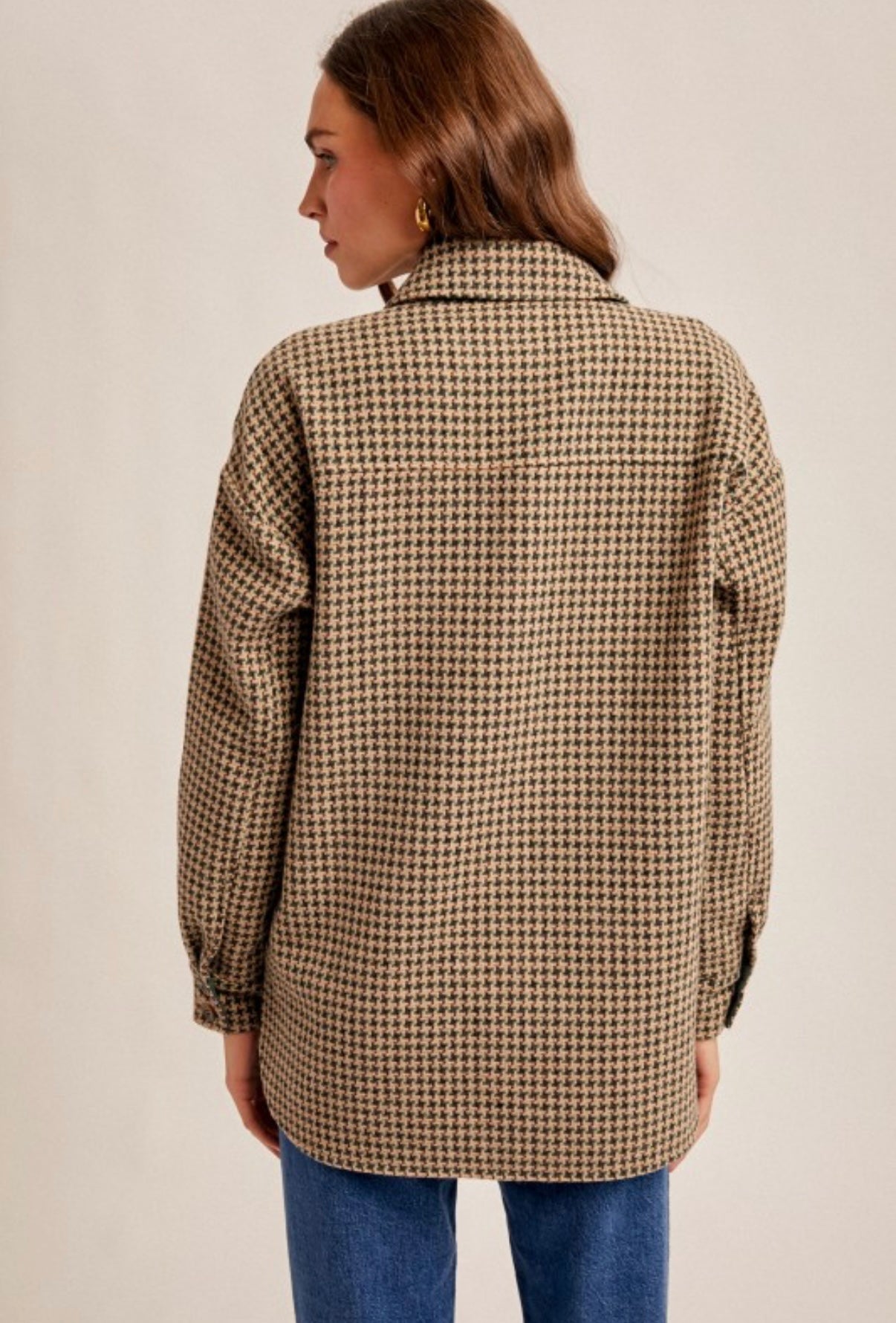 Houndstooth Shacket Emerald