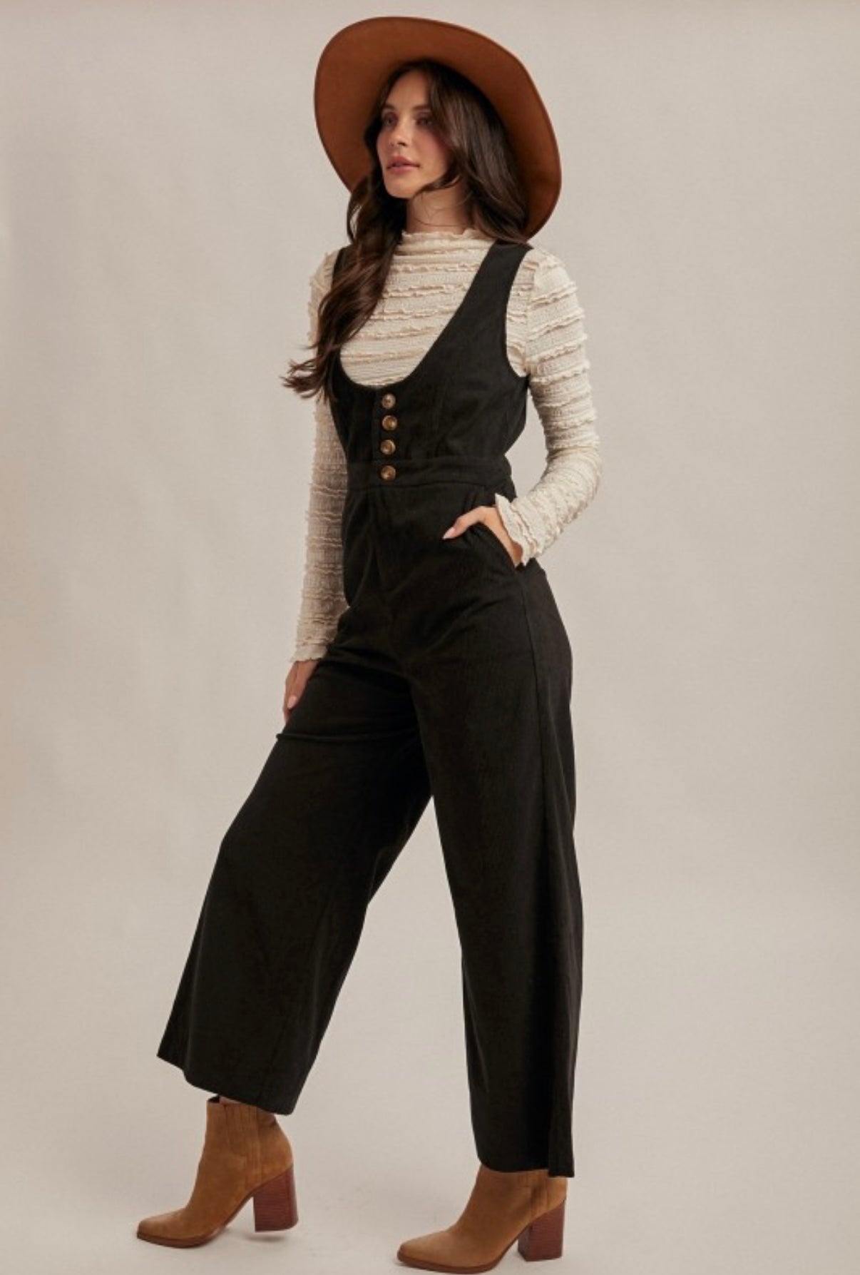 Corduroy Jumpsuit Black