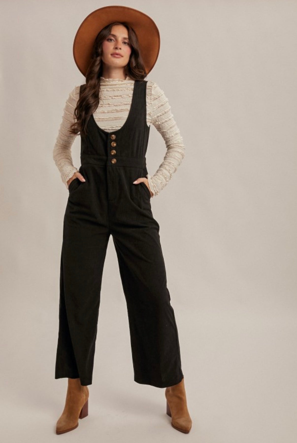 Corduroy Jumpsuit Black
