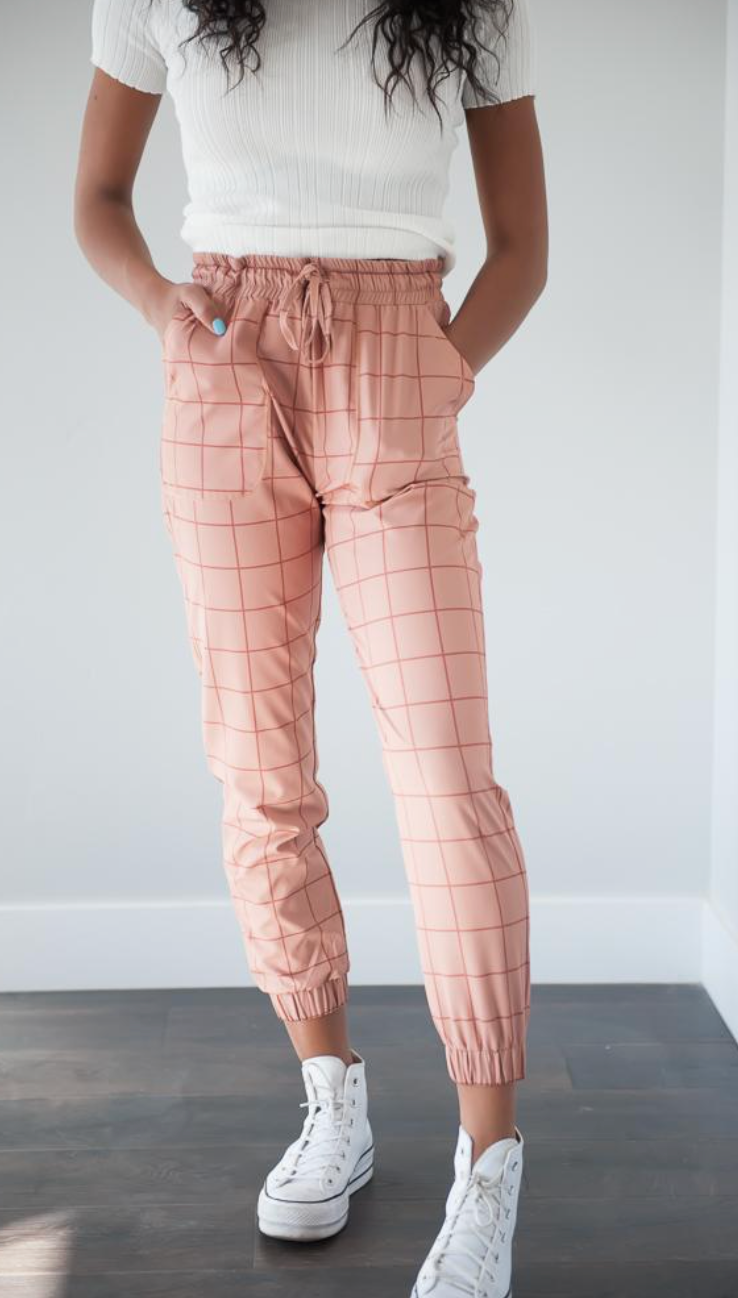 Uptown Lightweight Joggers Dark Peach Grid