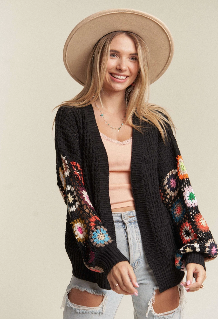 Pattern Cardigan Black