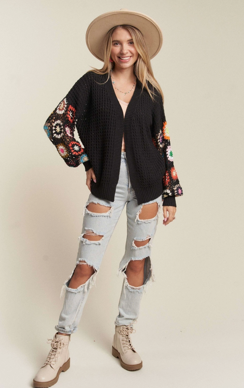 Pattern Cardigan Black