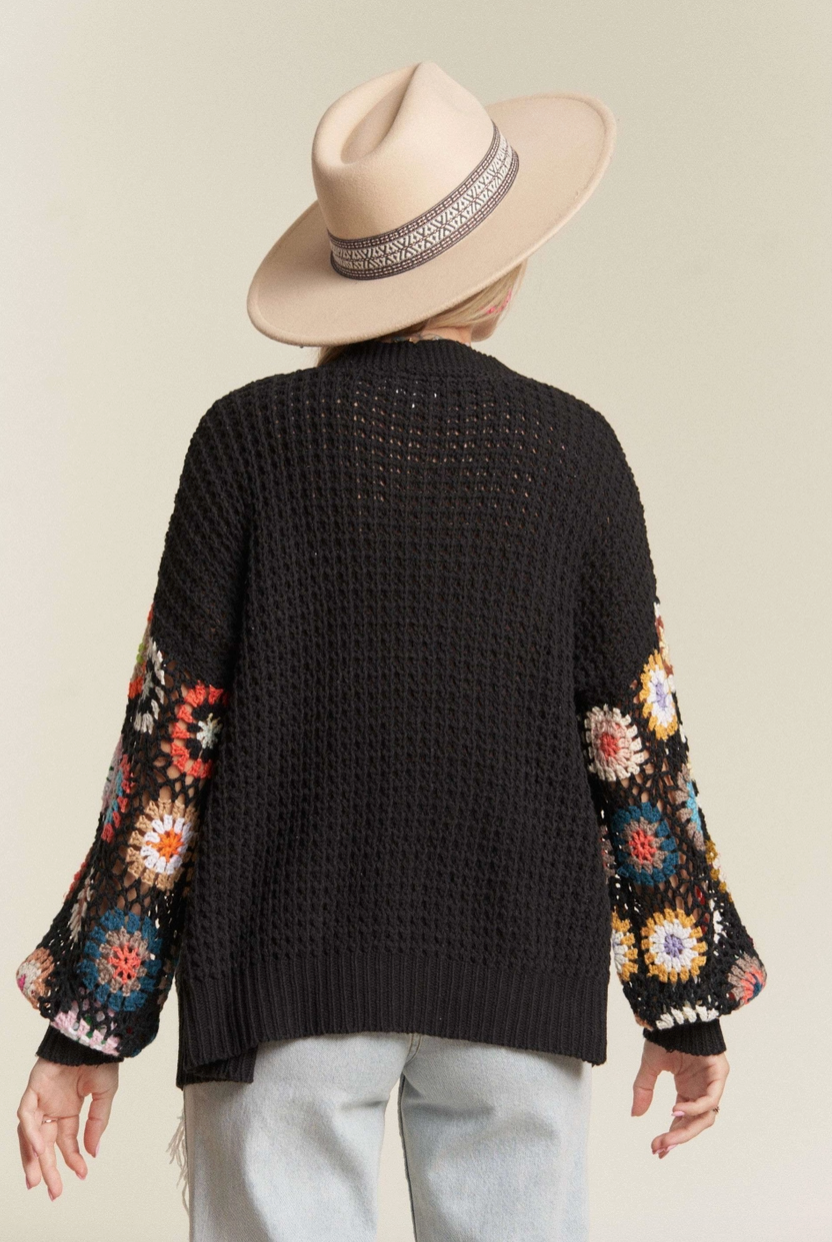 Pattern Cardigan Black