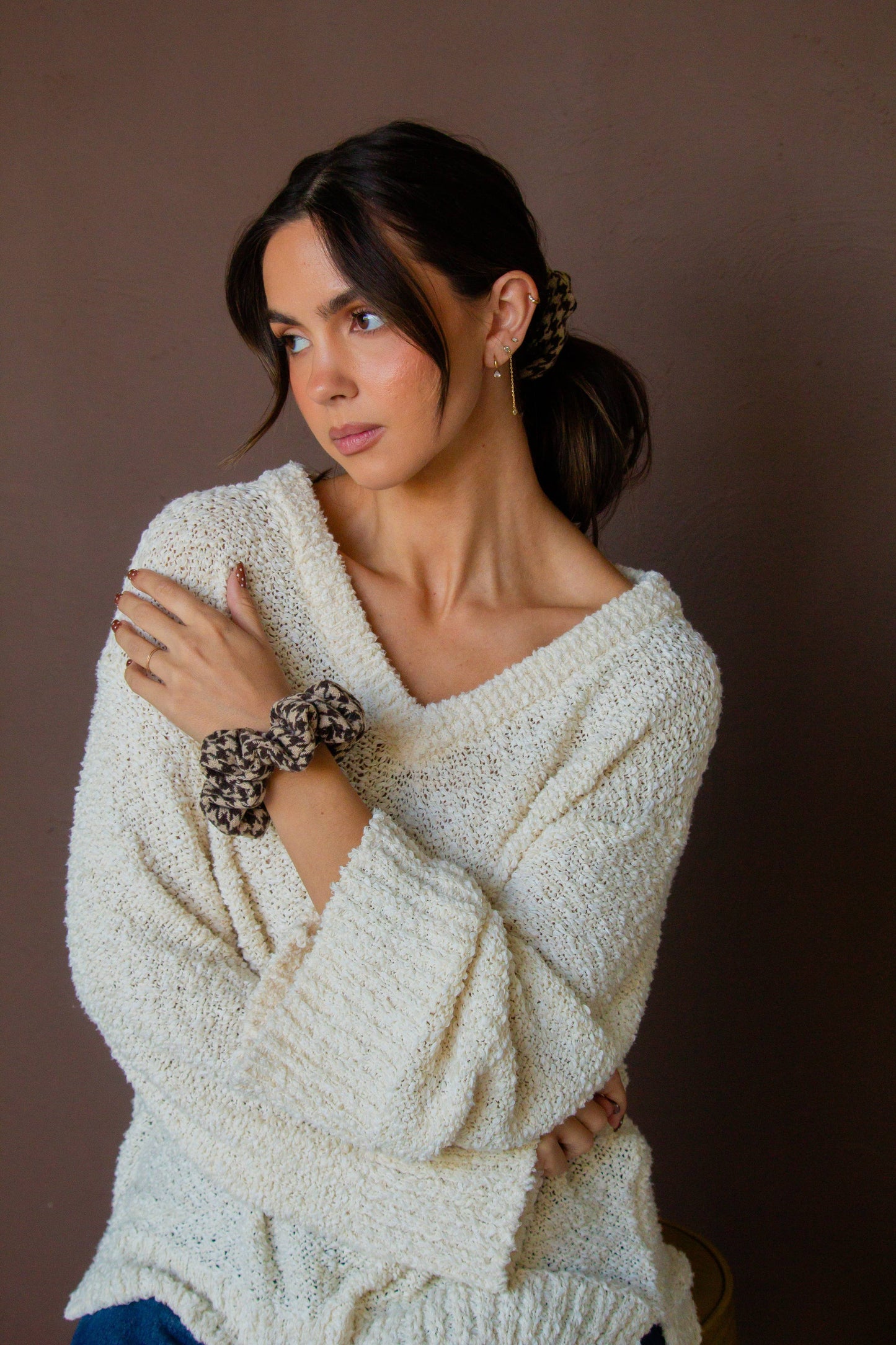 Houndstooth Oversized Scrunchie