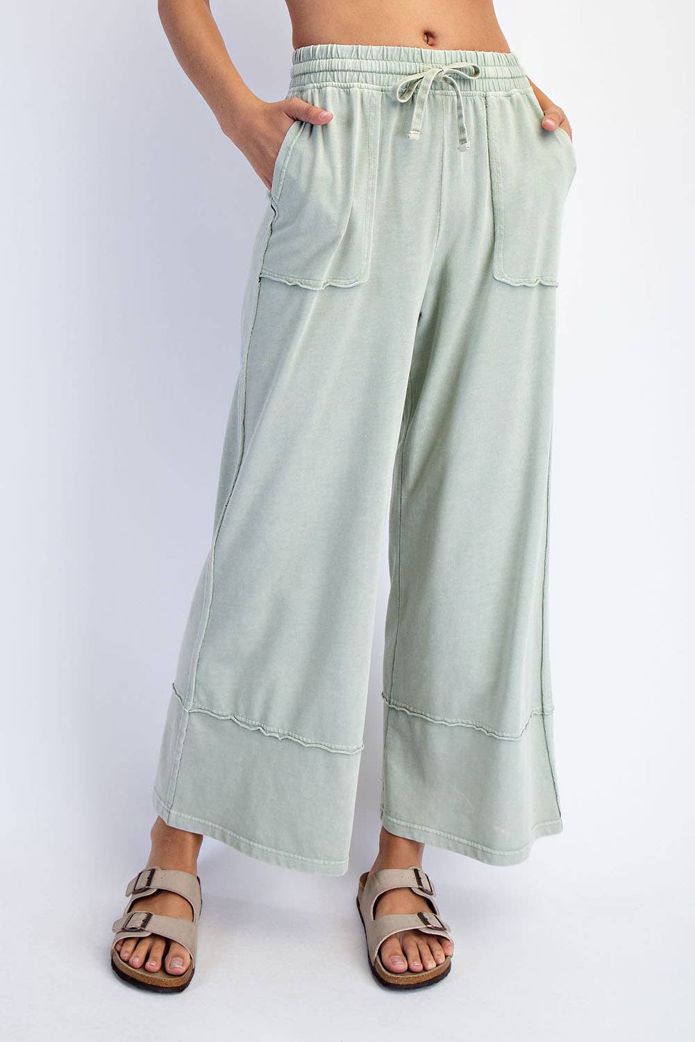 Mineral Washed Wide Leg Pant