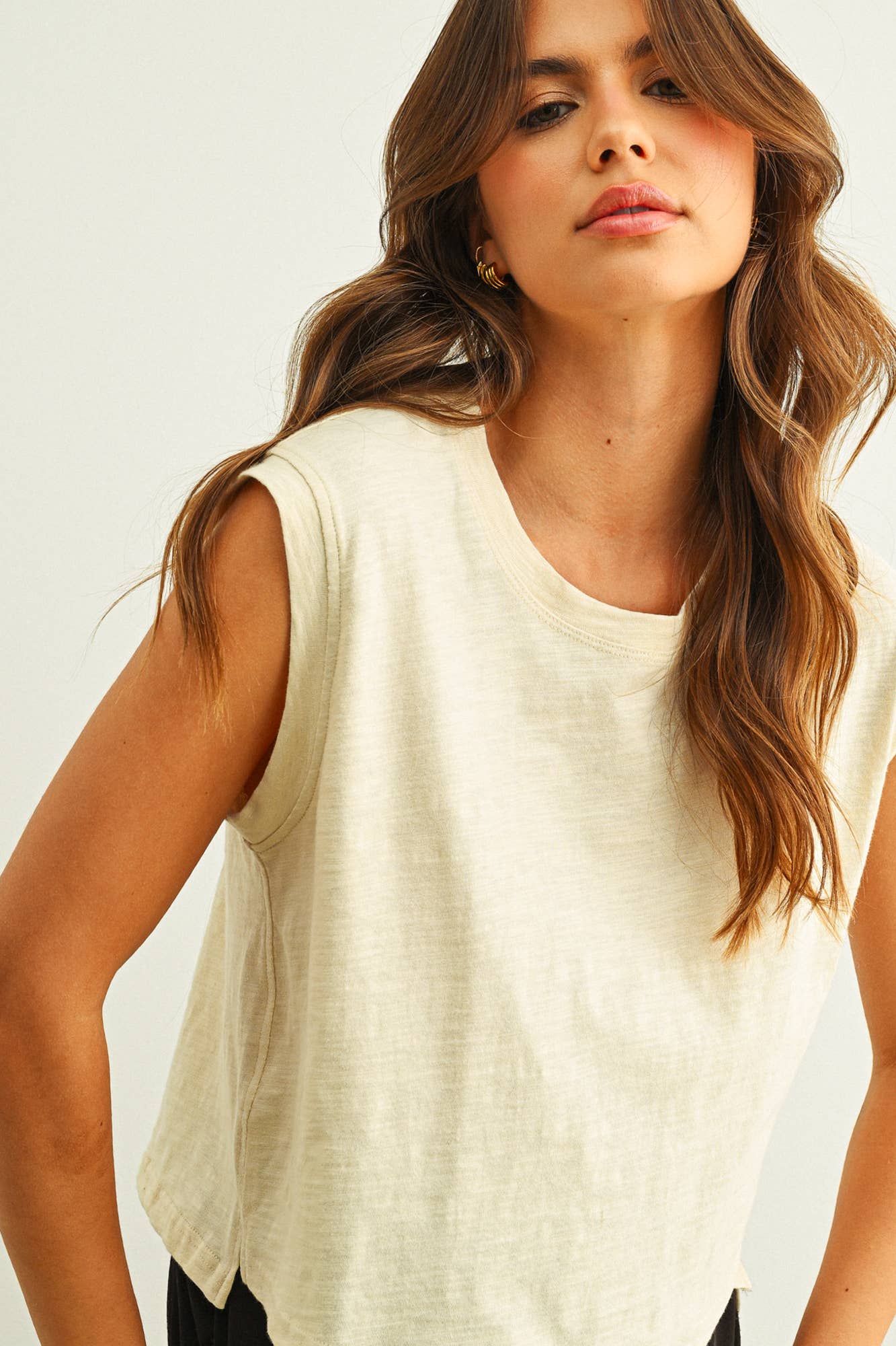 Round Neck Slub Top