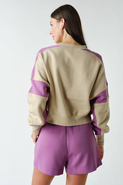 Contrast Edge Cropped Sweatshirt