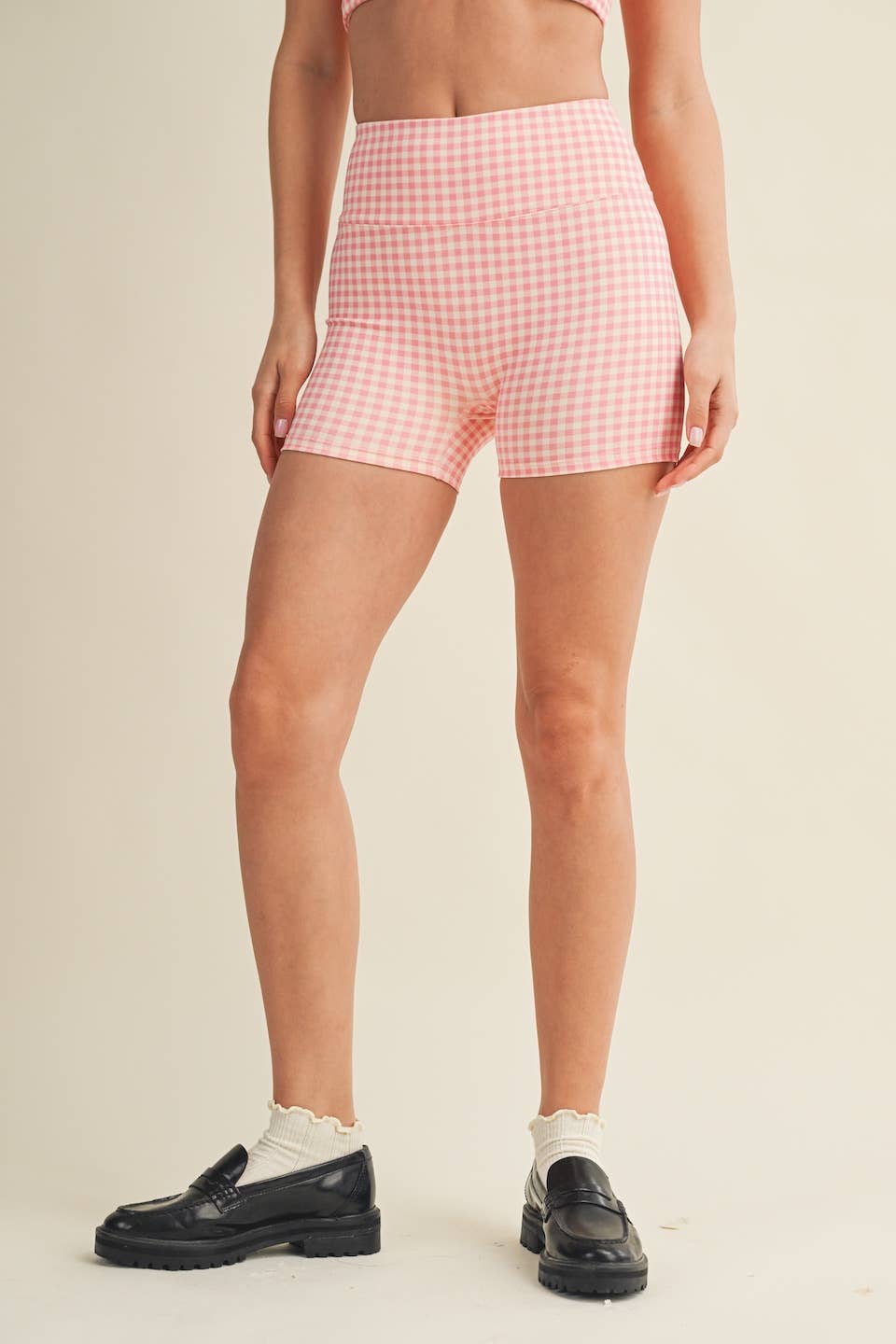 Gingham Print Biker Shorts