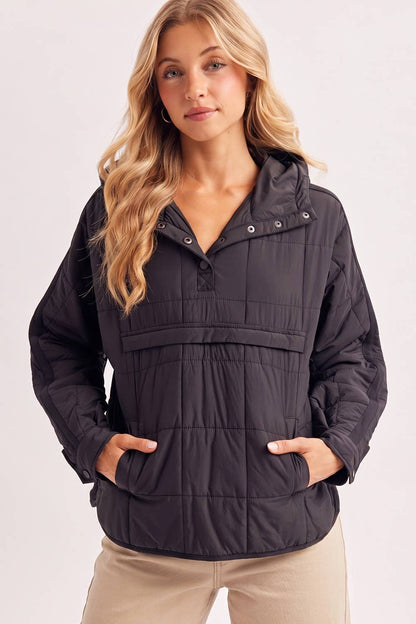 Quilted Hooded Pullover