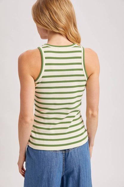 Stripe Crew Neck Tank
