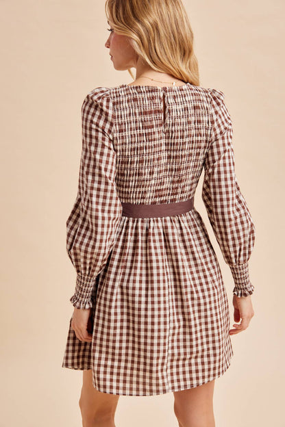 Smocked Tie Waist Mini Dress