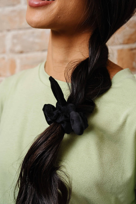 Black Velvet Bow Scrunchie