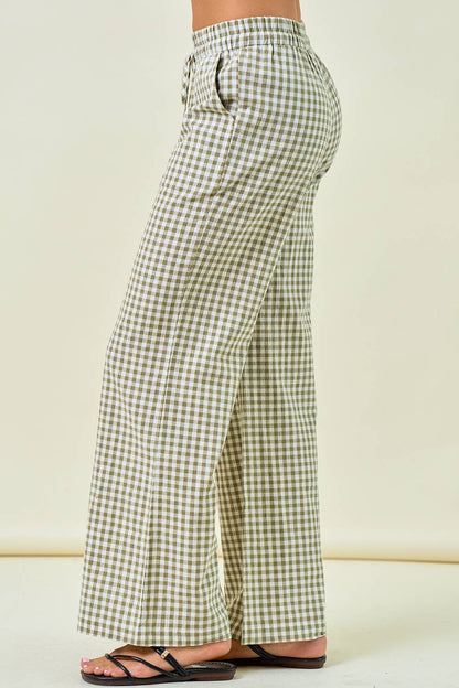 Gingham Wide Leg Pants