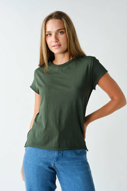 Raw-Edge Cap Sleeve Tee