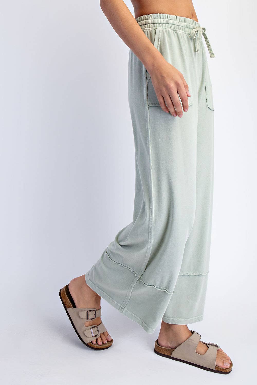 Mineral Washed Wide Leg Pant
