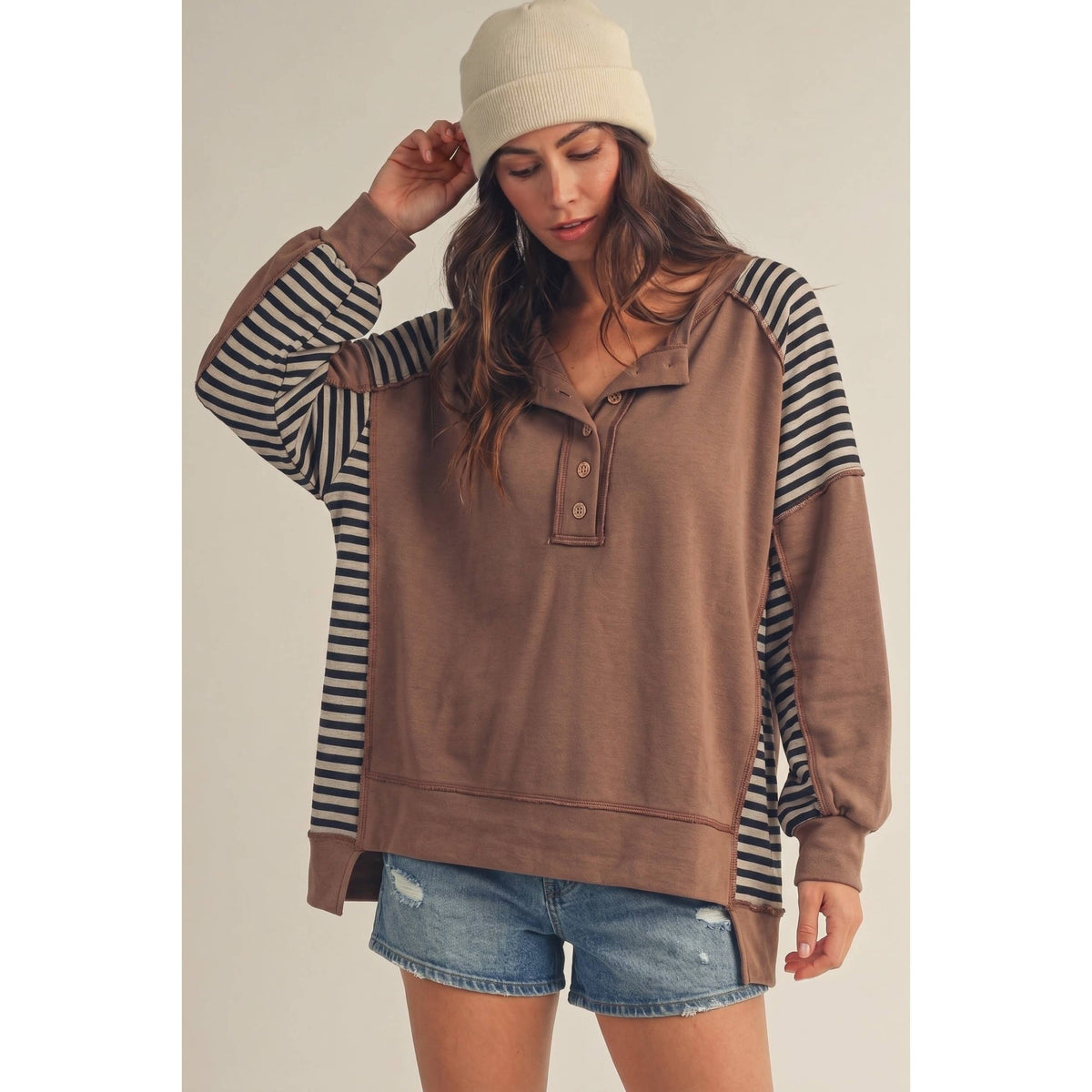Stripe Stitched Button Up