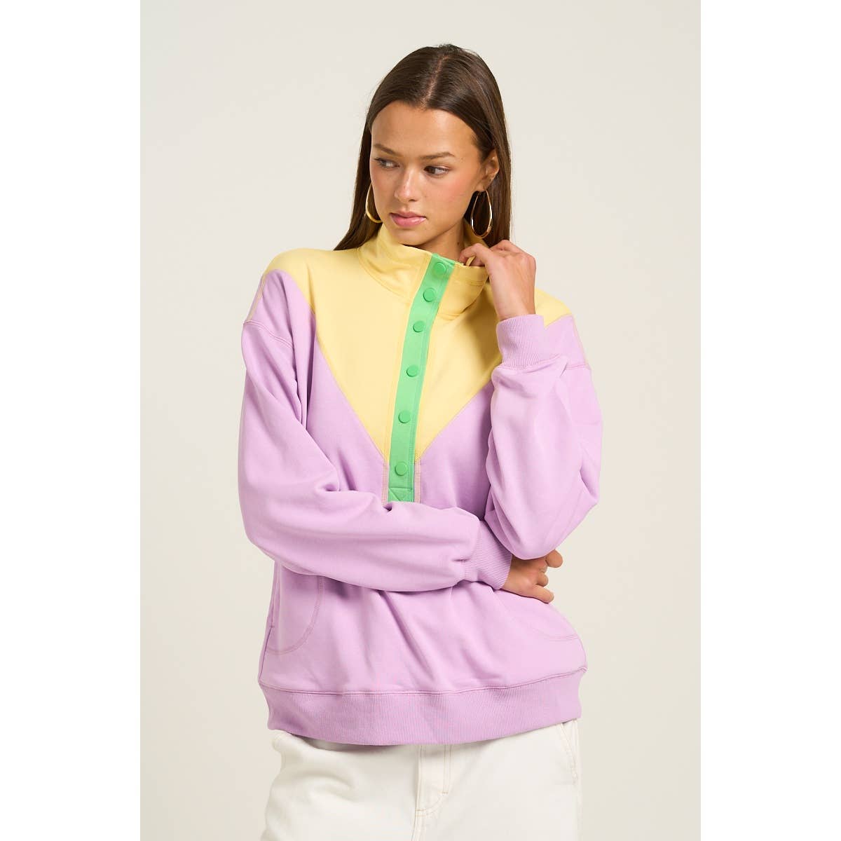 Bold Color Block Button Up