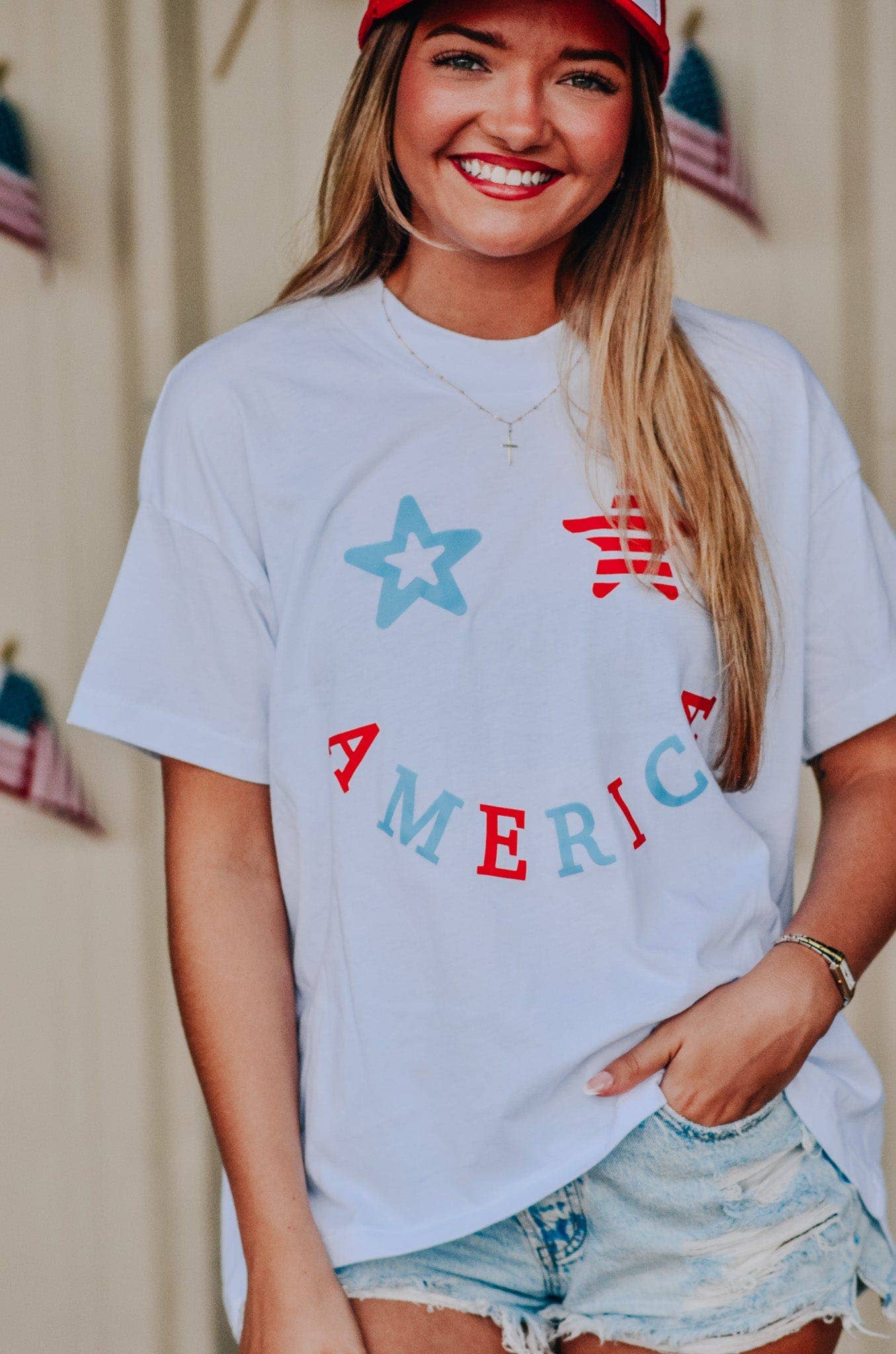 America Smiley High Low Tee