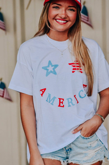 America Smiley High Low Tee