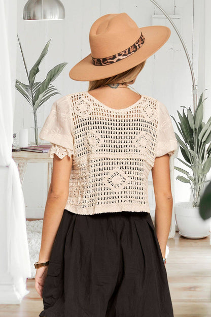 Sleeved Crochet Blouse