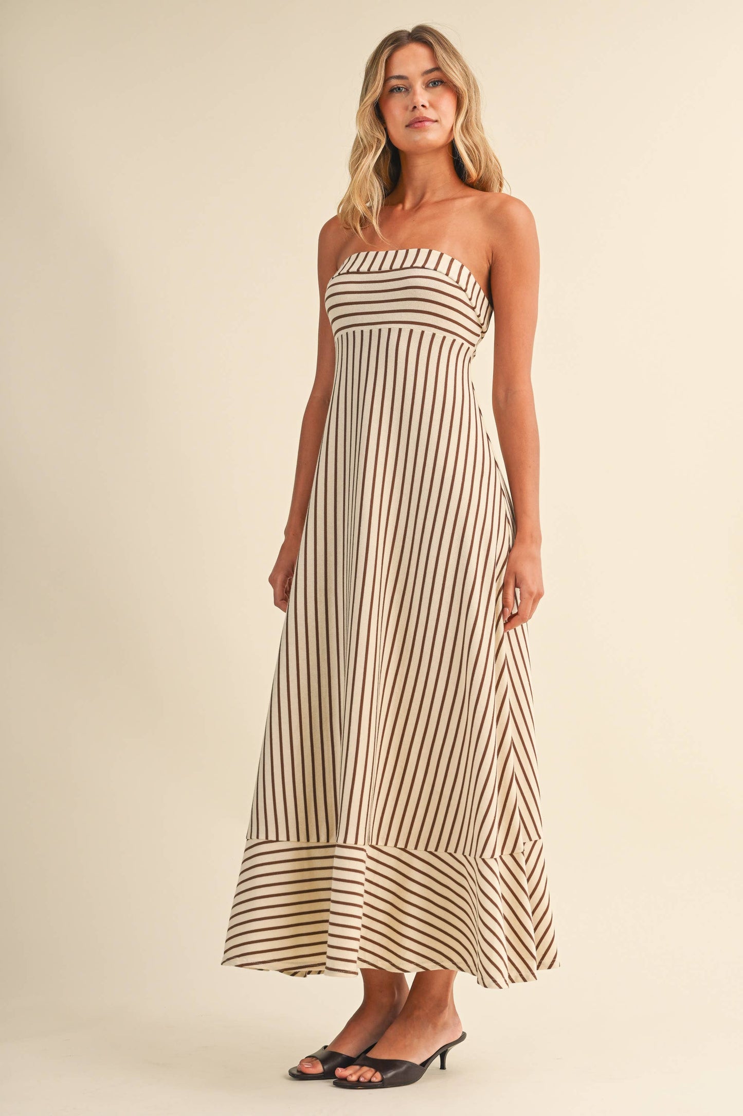 Striped Strapless Maxi Dress