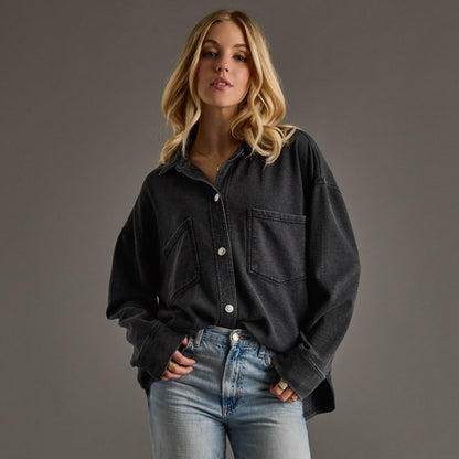 Black Super Soft Button Up