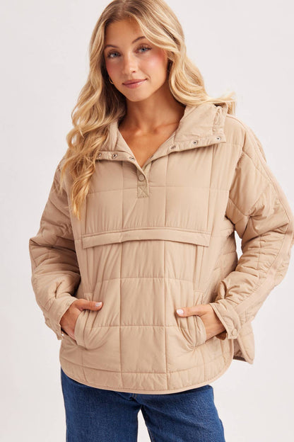 Quilted Hooded Pullover