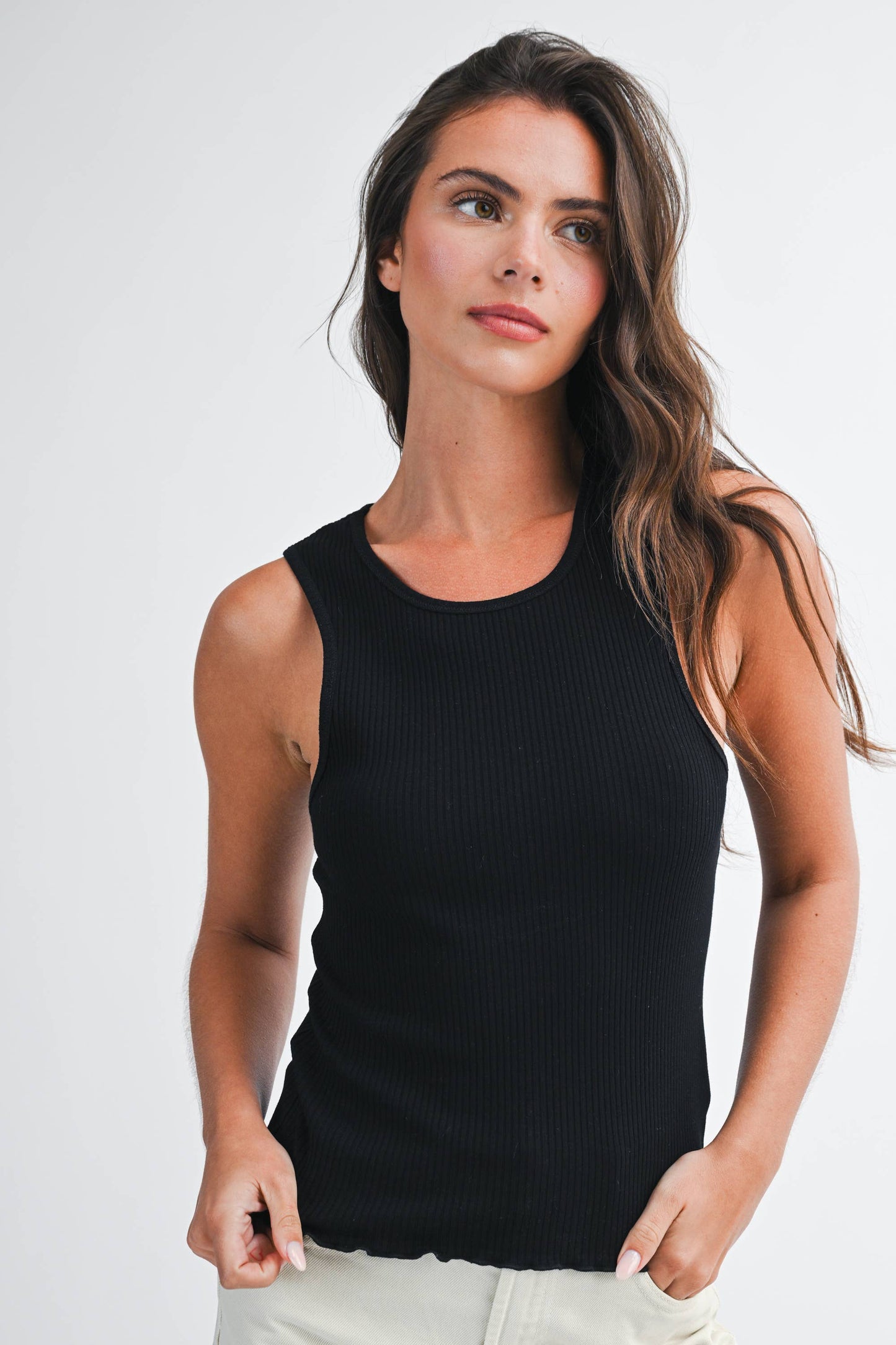 Ribbed Scoop Neck Tank Top