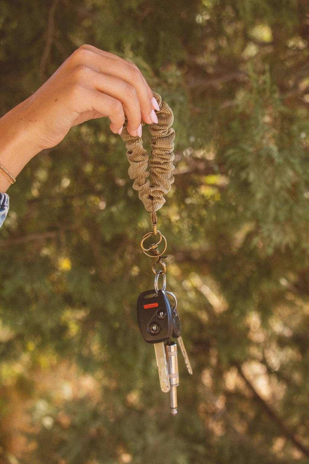 Olive Corduroy Keychain