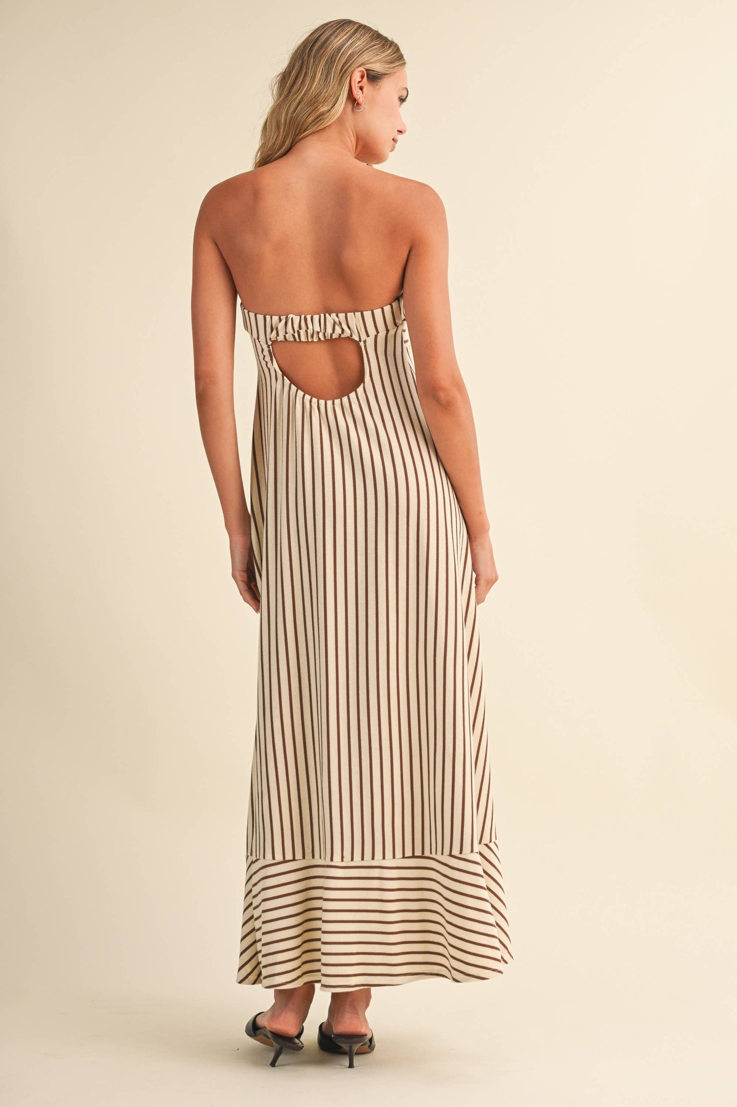 Striped Strapless Maxi Dress